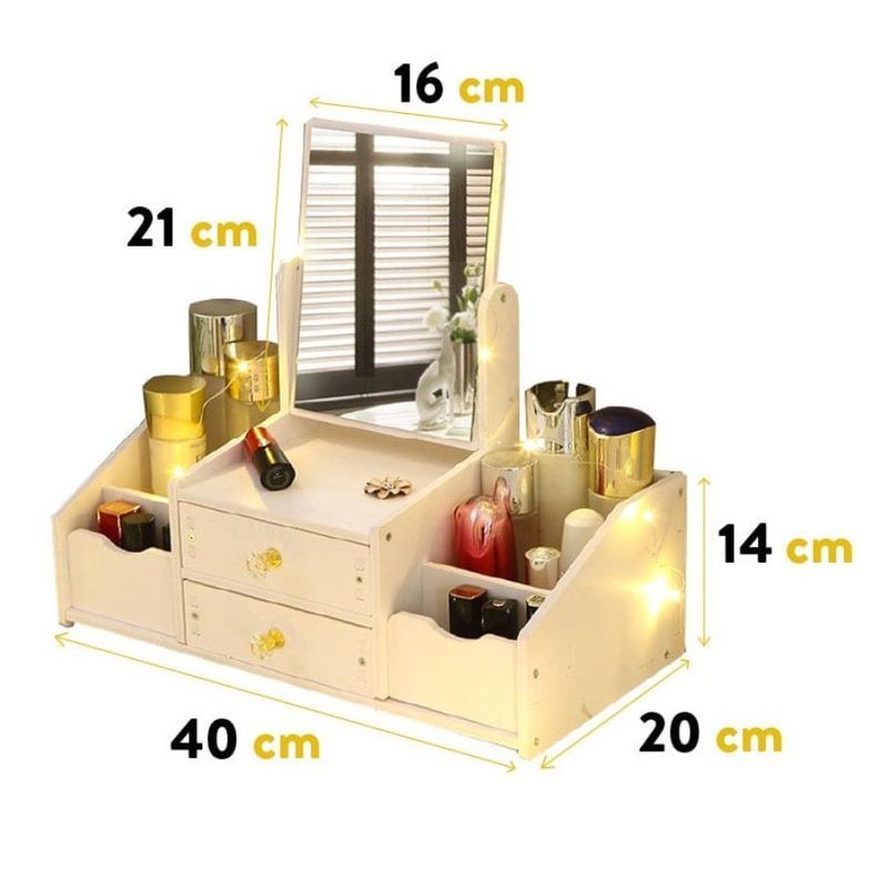 Organizador Cajón Maquillaje Con Espejo Rectangular Repisas-3