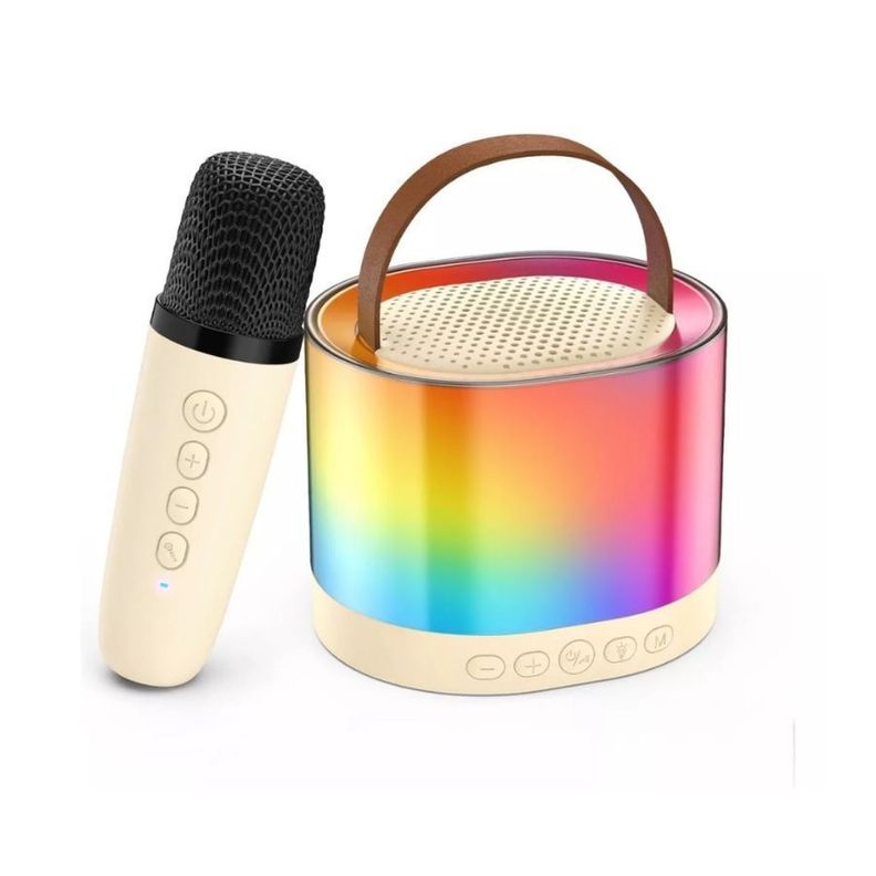 Mini Parlante Con Micrófono Portátil Karaoke Rgb K52-0