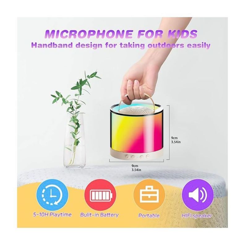 Mini Parlante Con Micrófono Portátil Karaoke Rgb K52-3