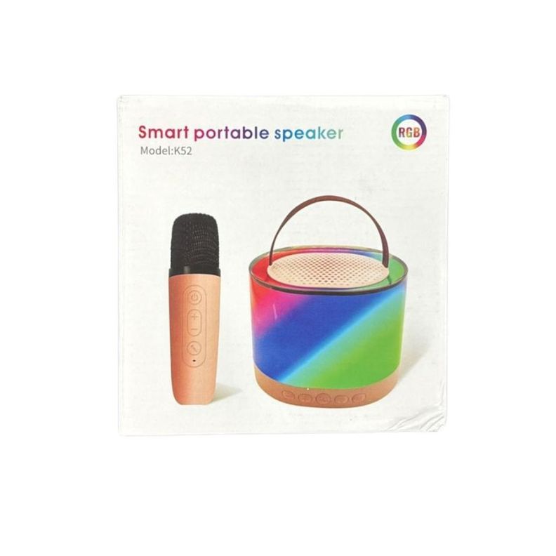 Mini Parlante Con Micrófono Portátil Karaoke Rgb K52-4