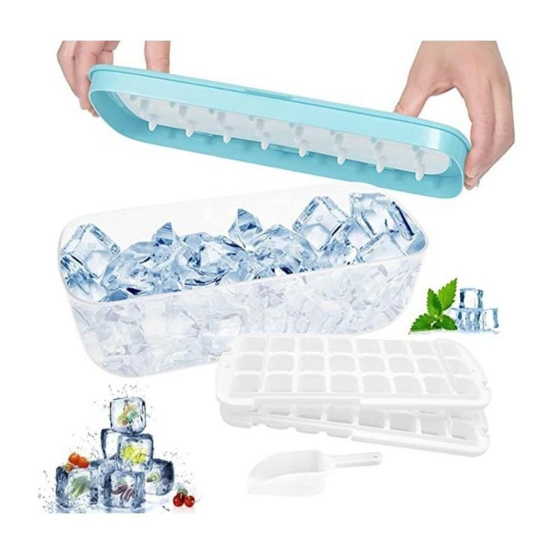 Bandeja Hielera Silicona Molde Para Cubos De Hielo 2 En 1-1