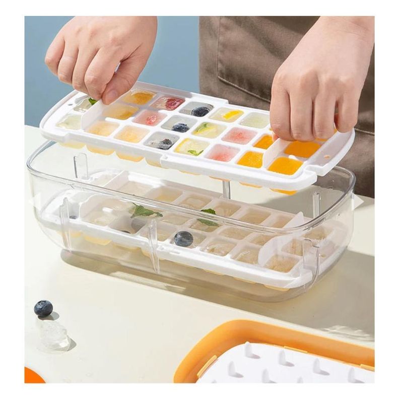 Bandeja Hielera Silicona Molde Para Cubos De Hielo 2 En 1-3