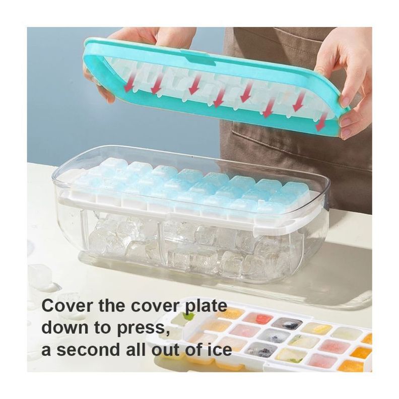 Bandeja Hielera Silicona Molde Para Cubos De Hielo 2 En 1-5