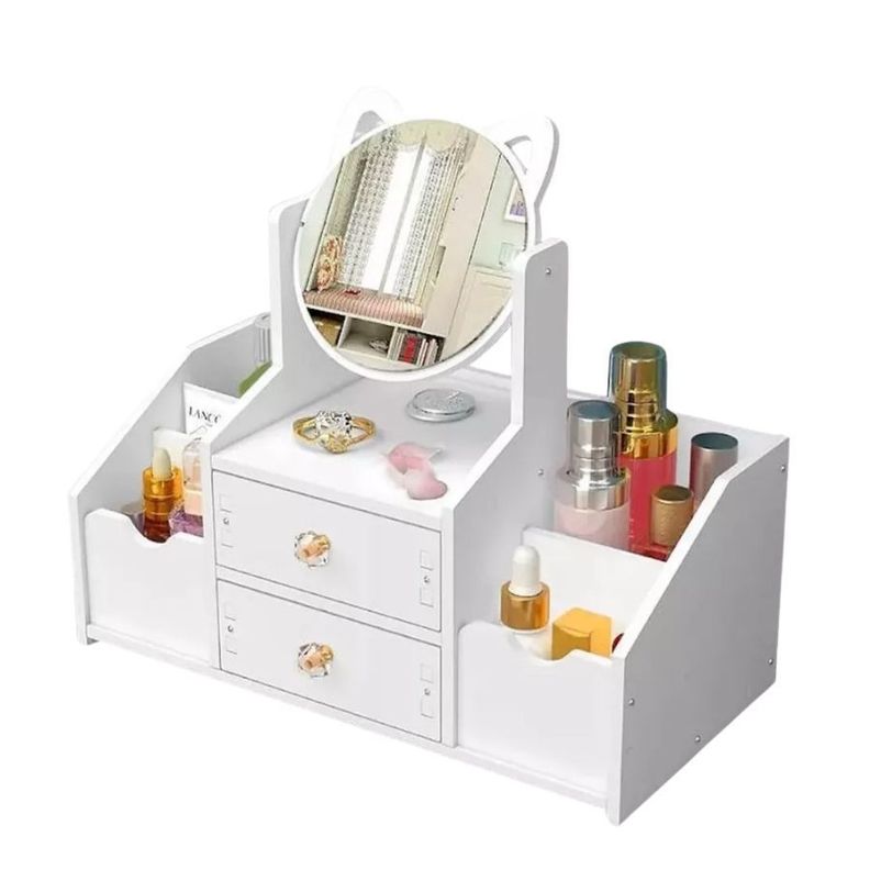 Organizador Cajón Maquillaje Con Espejo Diseño Orejas Repisa-0