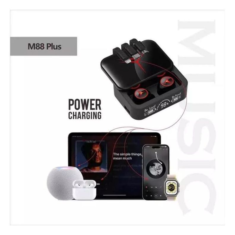 Audífonos Inalámbricos M88 Plus Bluetooth Power Bank-2