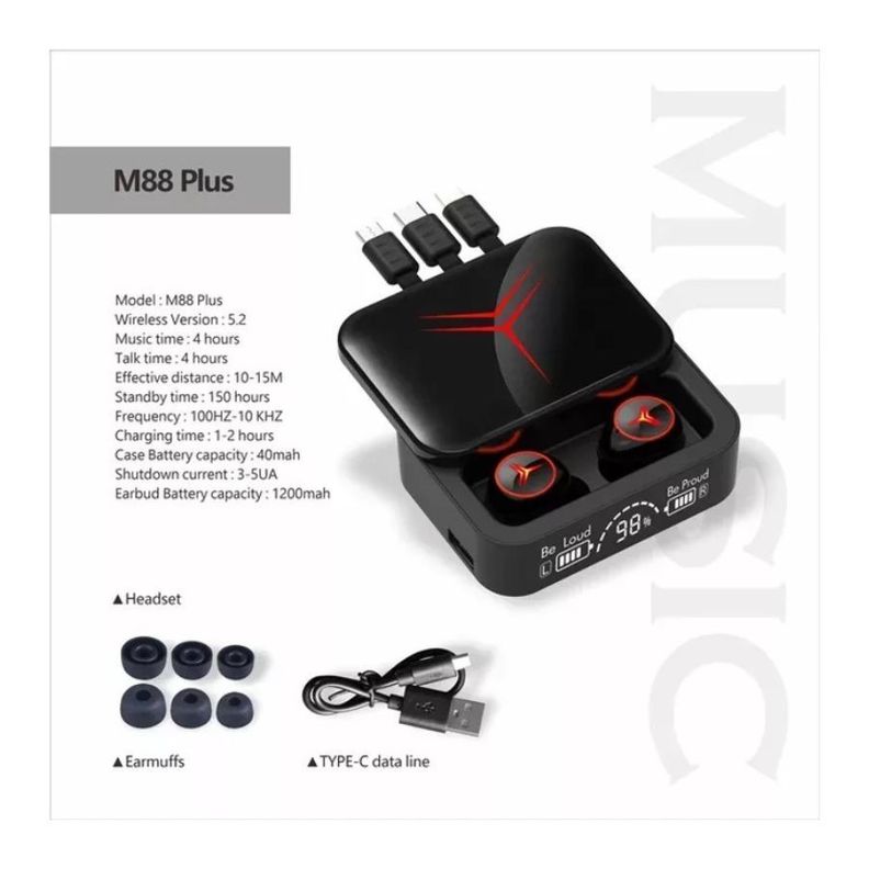 Audífonos Inalámbricos M88 Plus Bluetooth Power Bank-5
