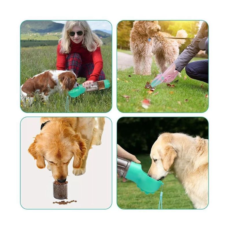 Botella Dispensador 3 En 1 Agua Comida Para Mascotas-1