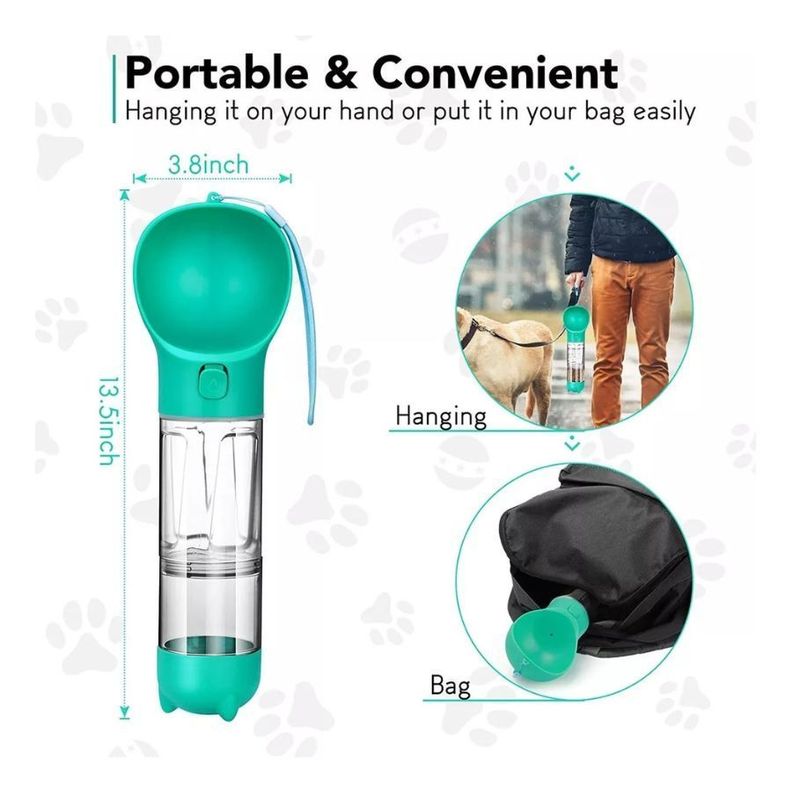Botella Dispensador 3 En 1 Agua Comida Para Mascotas-2