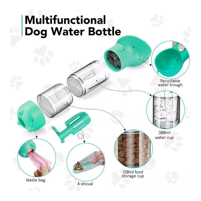 Botella Dispensador 3 En 1 Agua Comida Para Mascotas-4