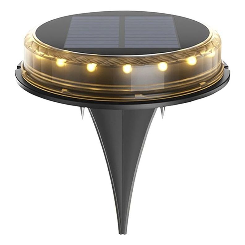 Lampara Disco Solar Impermeable Estaca Jardin Luz Calida-0