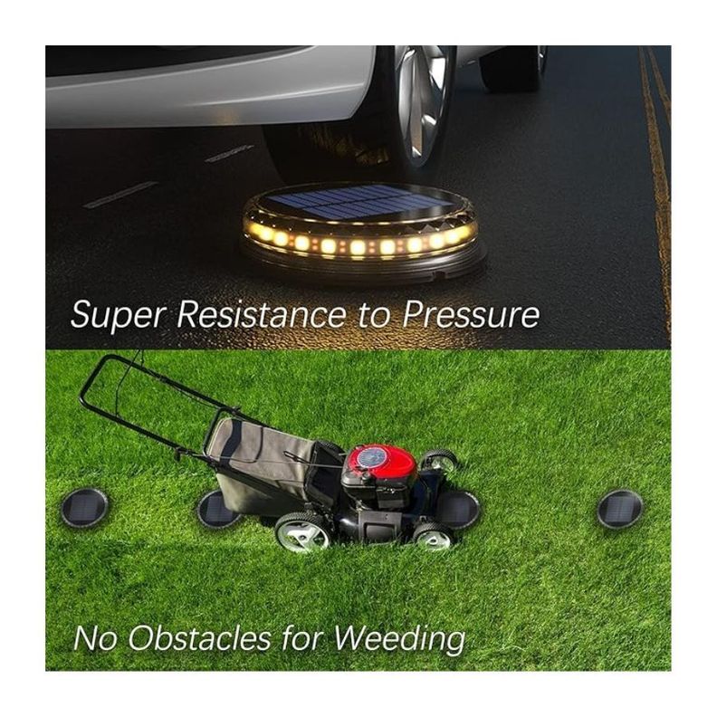 Lampara Disco Solar Impermeable Estaca Jardin Luz Calida-5