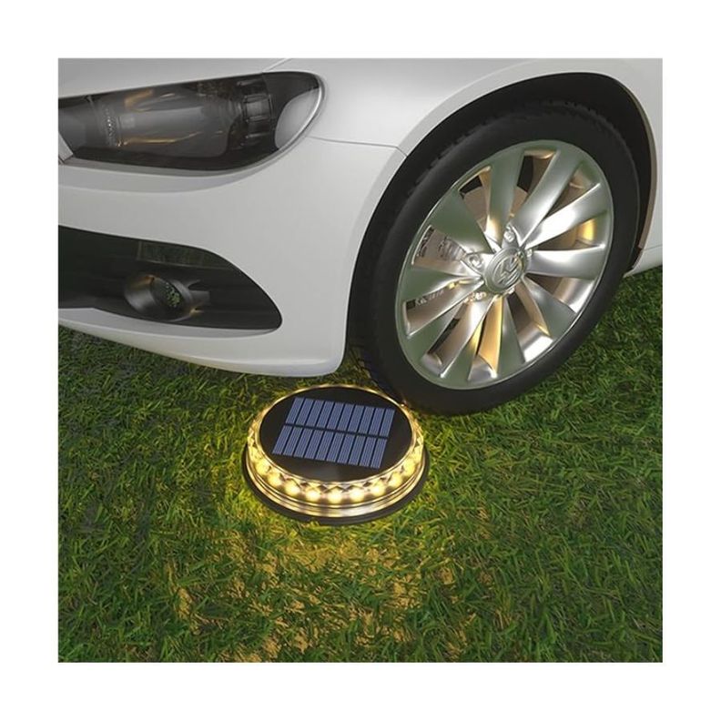Lampara Disco Solar Impermeable Estaca Jardin Luz Calida-1