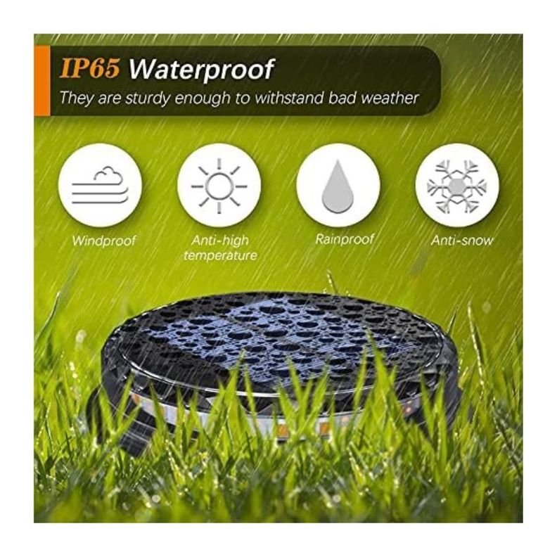 Lampara Disco Solar Impermeable Estaca Jardin Luz Calida-2