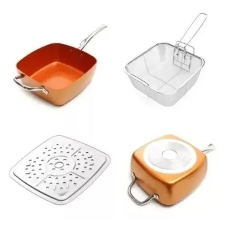 Juego De Cocina 4 Piezas Cacerola Olla Sarten Cuadrada-2
