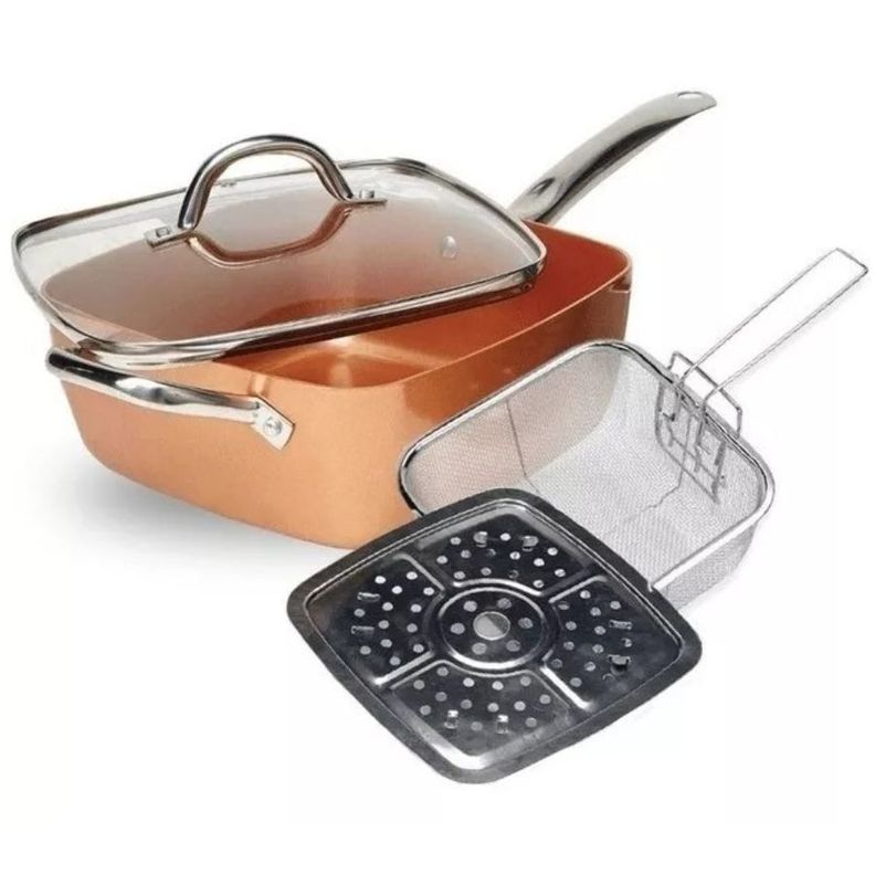 Juego De Cocina 4 Piezas Cacerola Olla Sarten Cuadrada-3