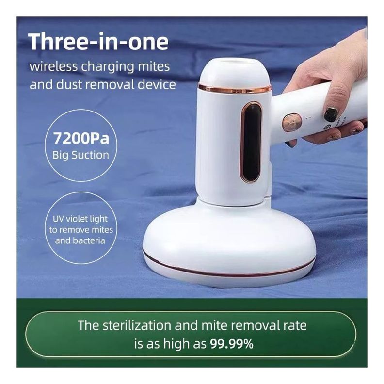 Aspirador Eliminador De Ácaros Inalambrico De Mano Portátil Blanco-1