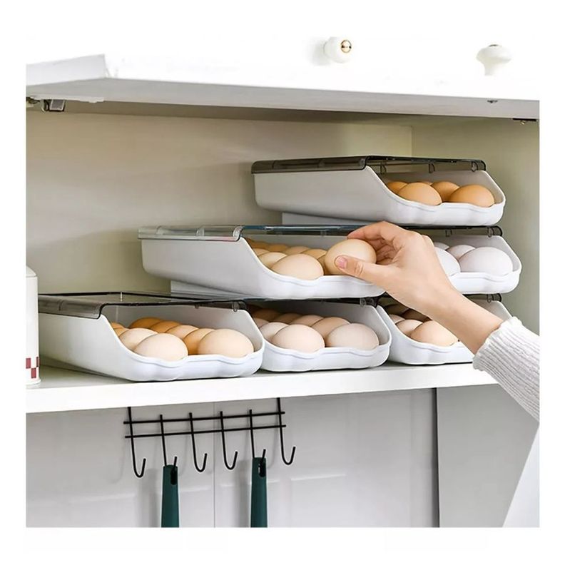 Caja Organizador Multiuso Huevera 14 Huevos Apilable Nevera-2