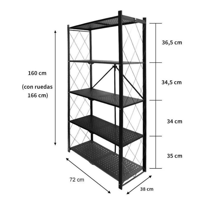 Estante Organizador Plegable Metálico Multiuso 5 Niveles-2