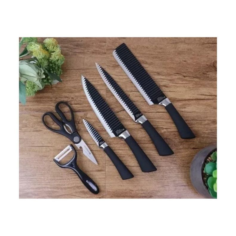 Set De 6 Cuchillos Juego Cuchillos Cocina Tijera Pelador-2