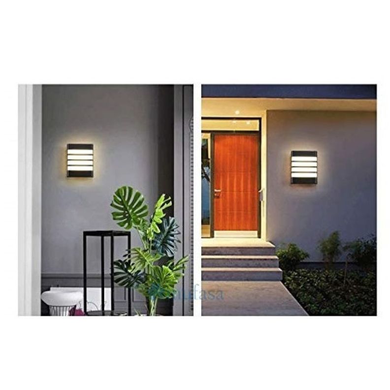 Aplique Lampara Rectangular Para Jardin Exterior Negro 20w-1