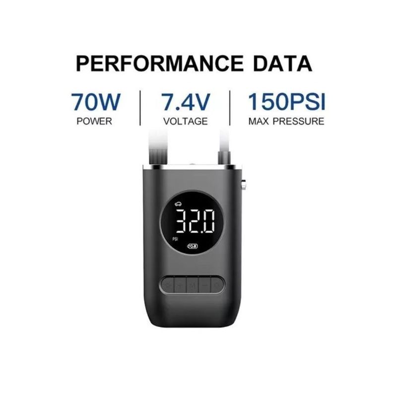 Compresor De Aire Inflador Portatil Recargable My7383 70w-4