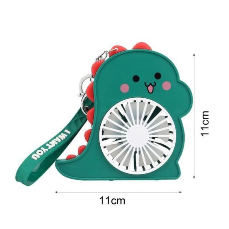Llavero Mini Ventilador Recargable Dinosaurio Verde-1