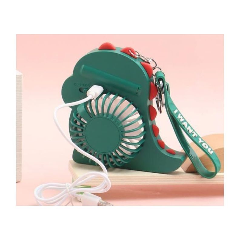 Llavero Mini Ventilador Recargable Dinosaurio Verde-3