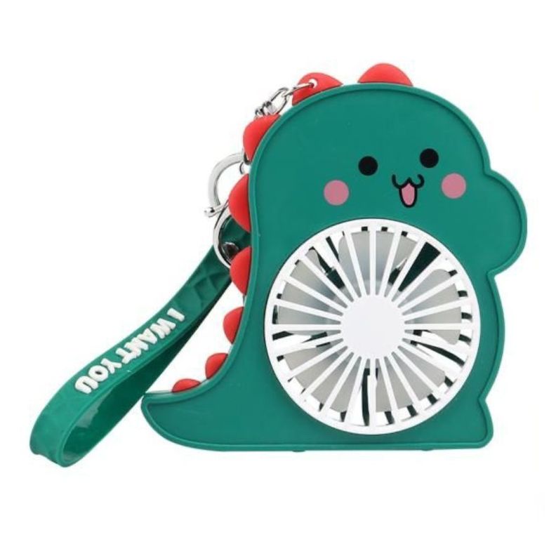 Llavero Mini Ventilador Recargable Dinosaurio Verde-0