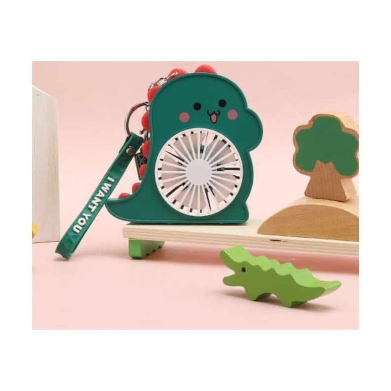 Llavero Mini Ventilador Recargable Dinosaurio Verde-2