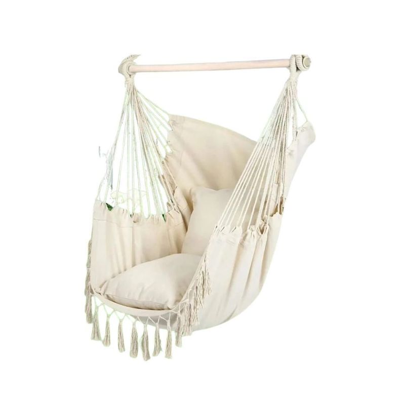 Hamaca Sillon Giratoria Ideal Para Jardin Color Beige-0