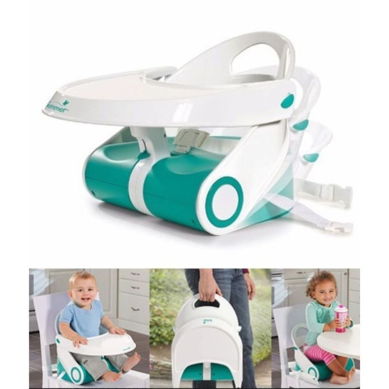 Silla De Bebe para Comer Alimentación Plegable Azul-2