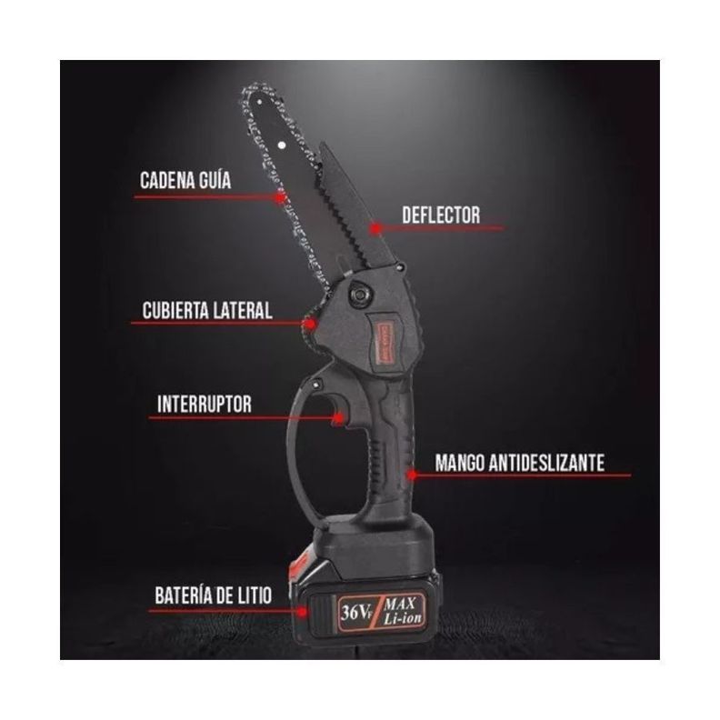 Motosierra Eléctrica Recargable Portátil 36v + Accesorios-2