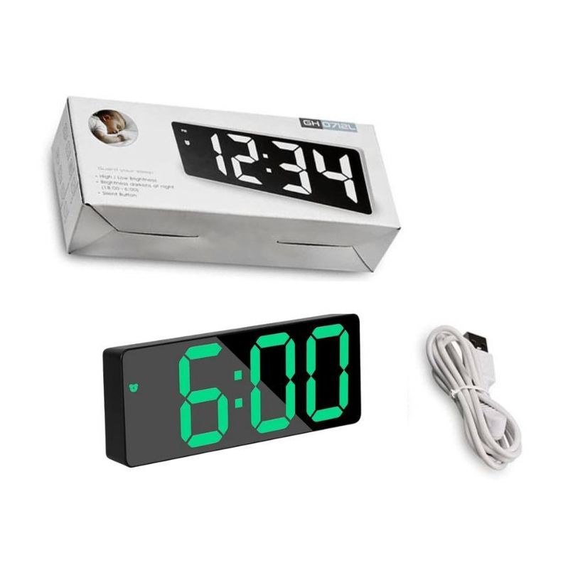 Reloj Despertador Digital Luz Verde-1