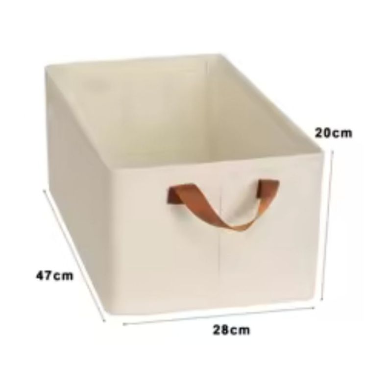 Cajas X3 Organizador Ropa Beige Asa Almacenamiento Plegable-1