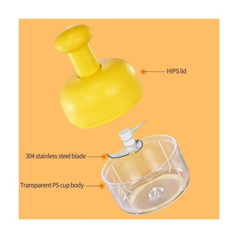 Mini Picadora Triturador 300ml Manual Verduras Ajo Portátil-2