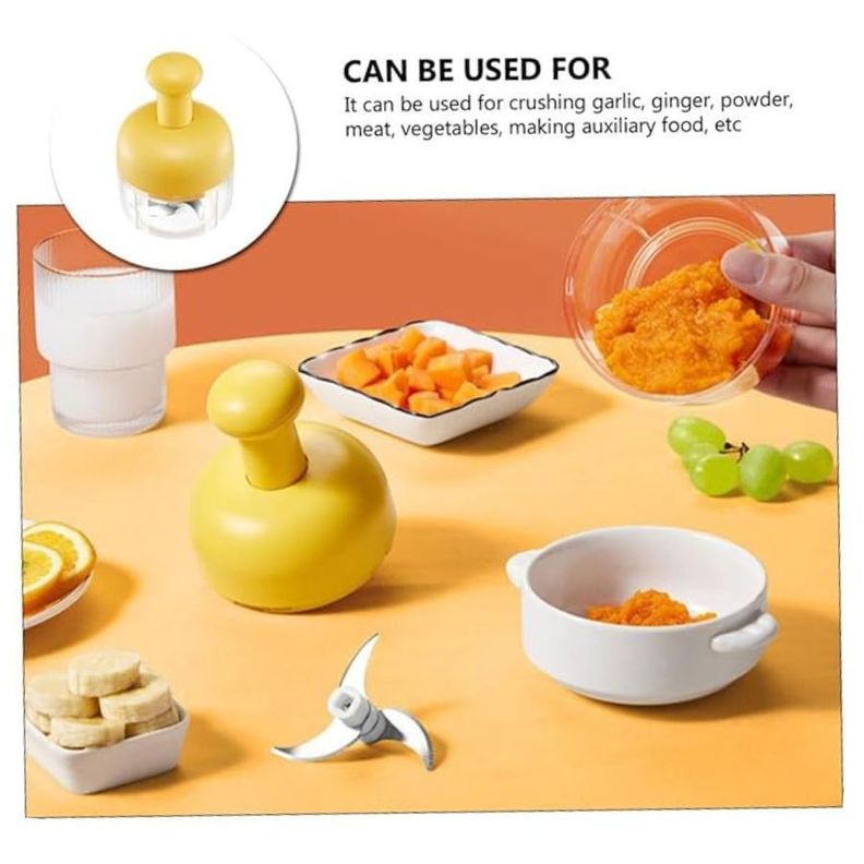Mini Picadora Triturador 300ml Manual Verduras Ajo Portátil-1