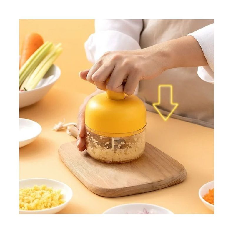 Mini Picadora Triturador 300ml Manual Verduras Ajo Portátil-5