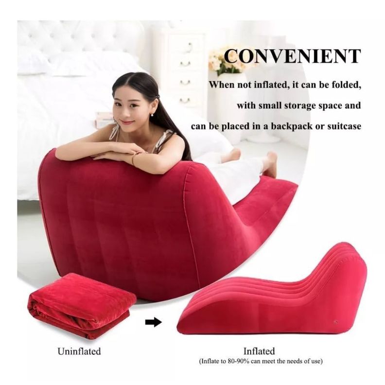 Sofa Sillon Silla Puff Inflable Cama Lounge Plegable Rojo-1