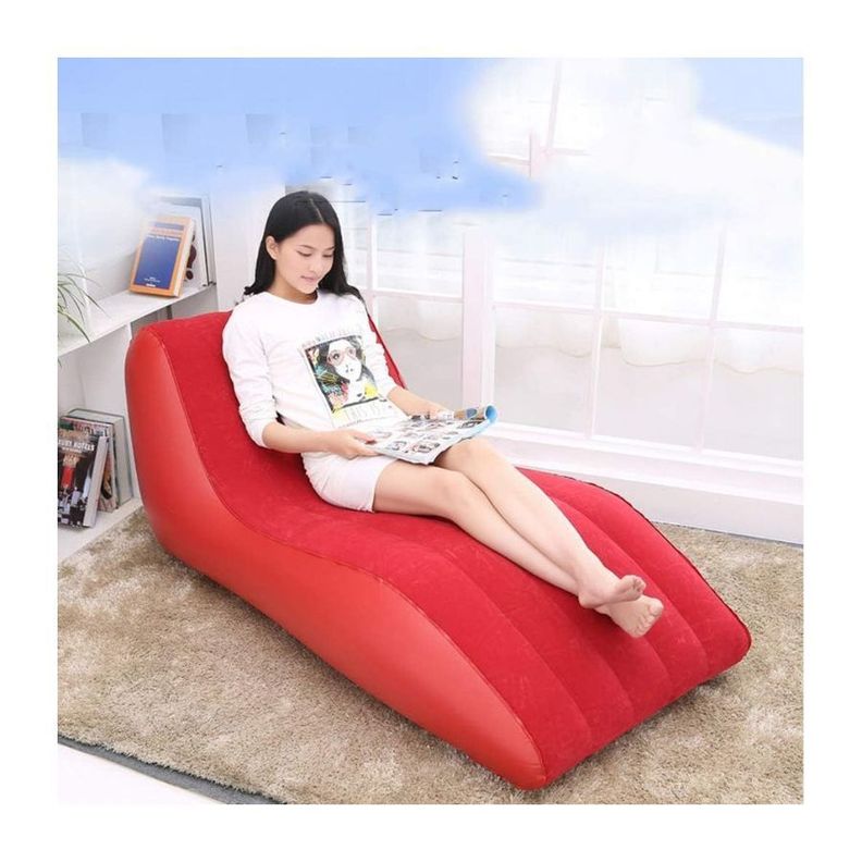 Sofa Sillon Silla Puff Inflable Cama Lounge Plegable Rojo-2