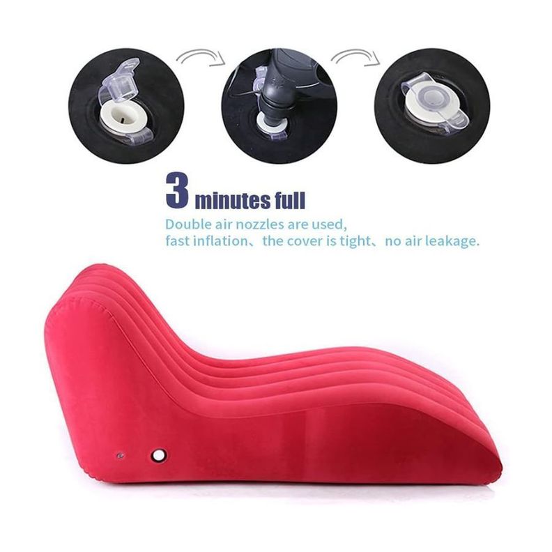 Sofa Sillon Silla Puff Inflable Cama Lounge Plegable Rojo-3