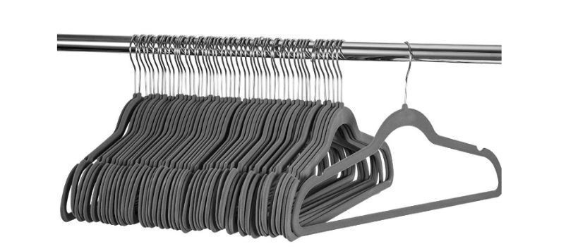 50 Colgadores De Ropa Terciopelo Antideslizante-1
