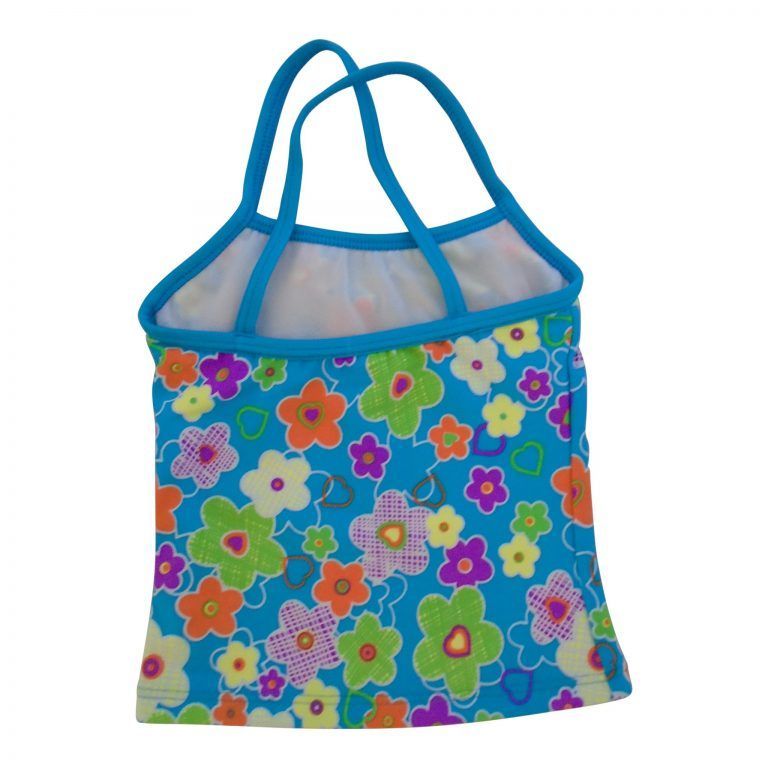 Tankini Flores 2 Piezas Celeste Lycra-1