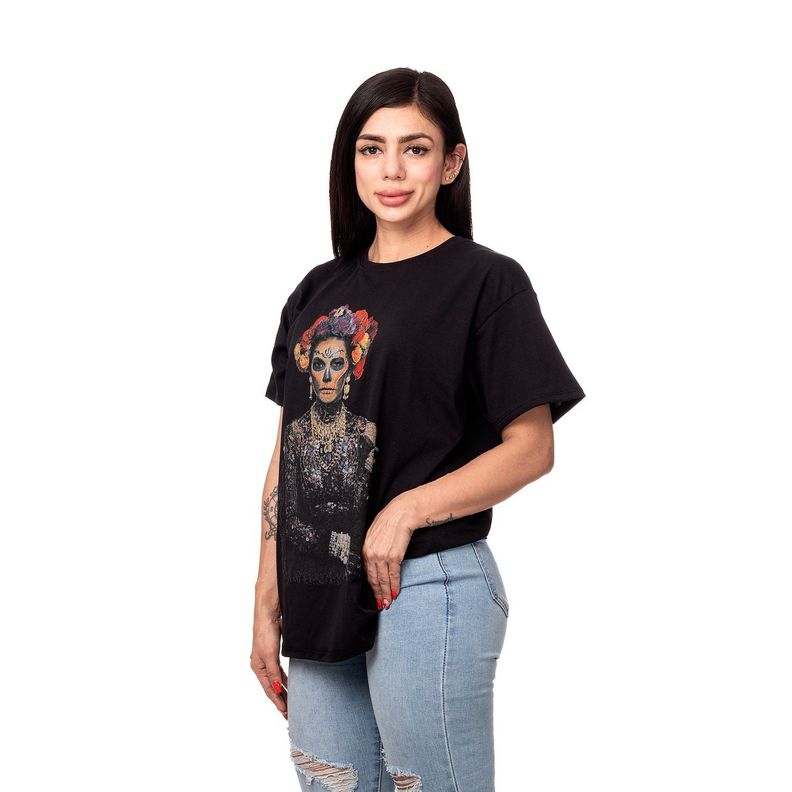 POLERA MUJER OVERSIZE ESTAMPADO KATRINA NEGRO SIGEL-1