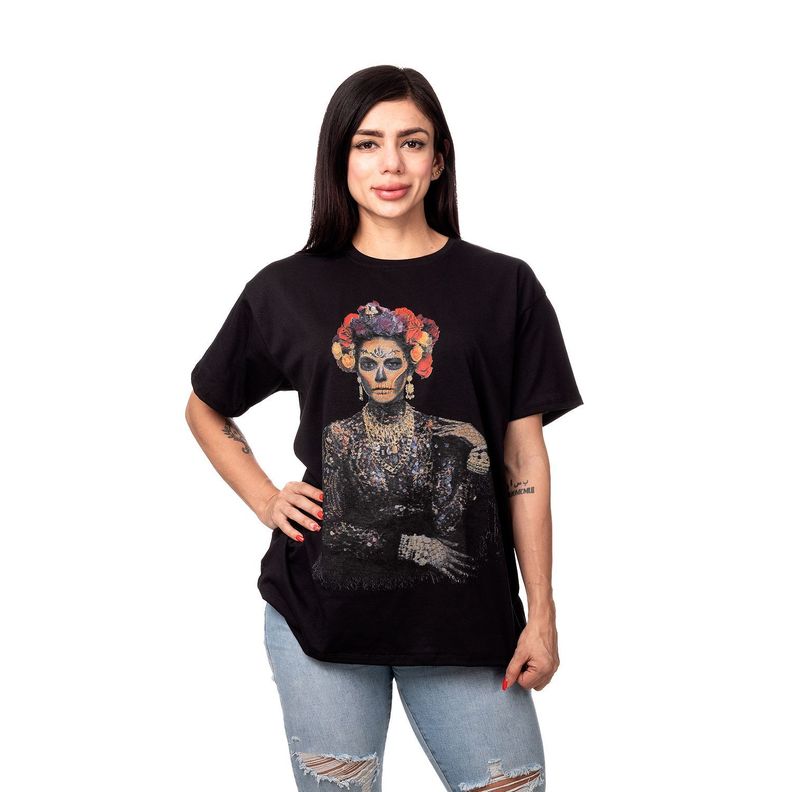 POLERA MUJER OVERSIZE ESTAMPADO KATRINA NEGRO SIGEL-2