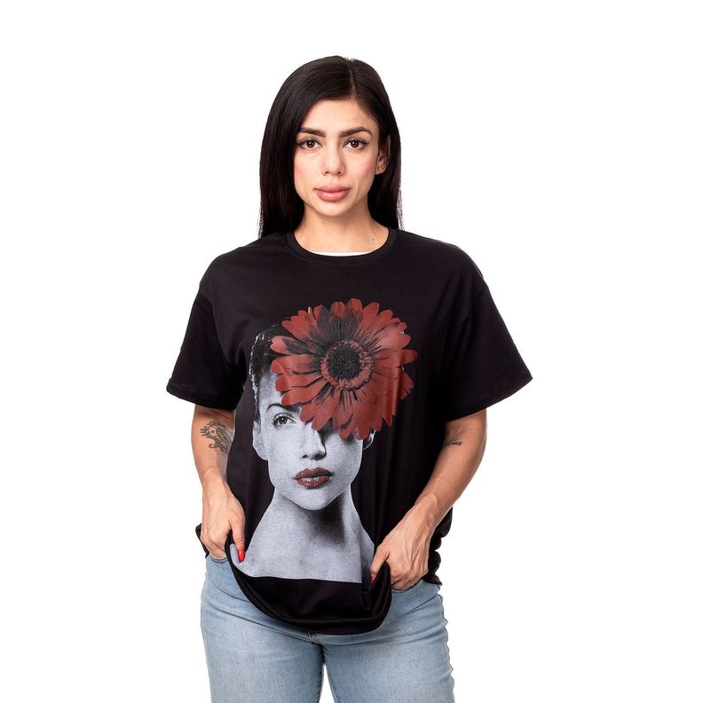 POLERA MUJER OVERSIZE ESTAMPADO RED FLOWER NEGRO SIGEL-2
