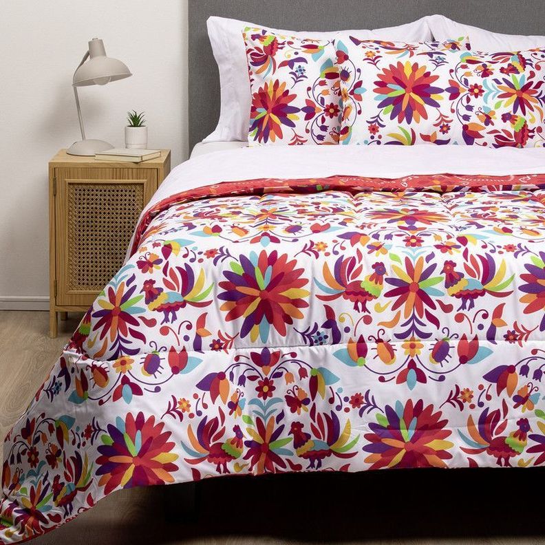 PLUMON MEXICO REVERSIBLE ESTAMPADO ROJO 1.5 PLAZAS-2