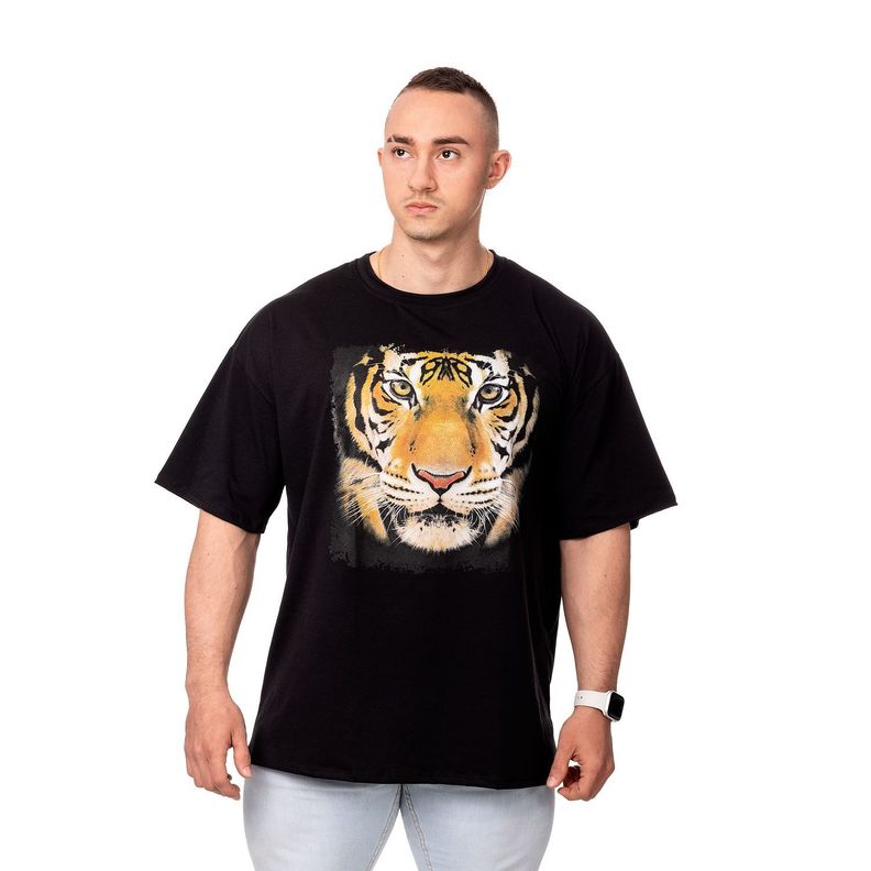 POLERA HOMBRE OVERSIZE ESTAMPADO TIGER NEGRO SIGEL-2