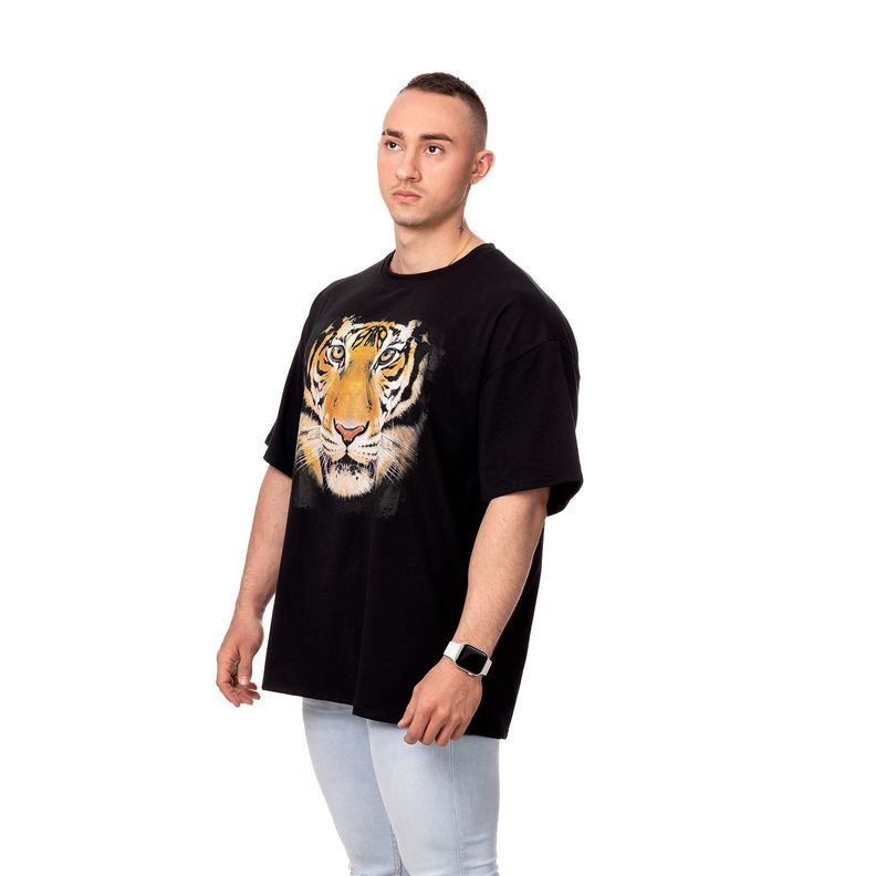POLERA HOMBRE OVERSIZE ESTAMPADO TIGER NEGRO SIGEL-3