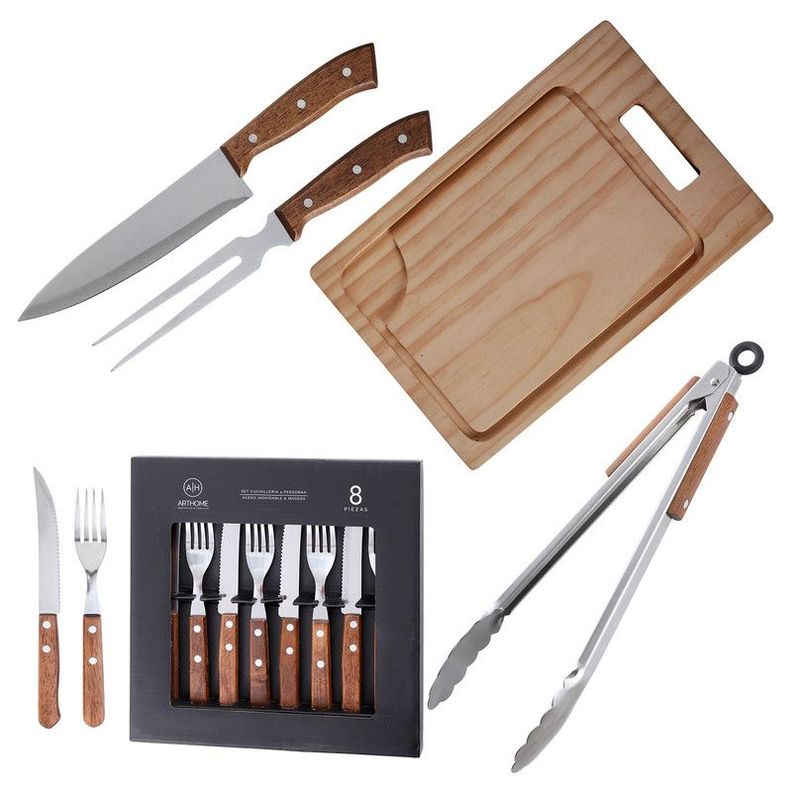 Set Parrilla 12 Piezas Acero Inoxidable Arthome PAR40-0