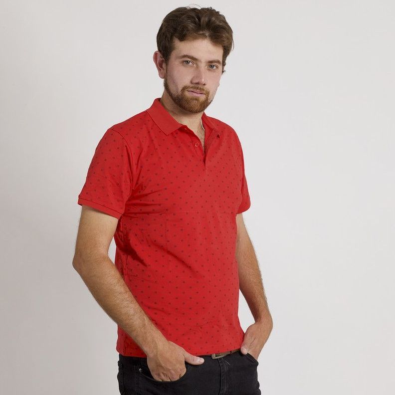POLERA HOMBRE MC CUELLO POLO ROJA /CUADROS-3